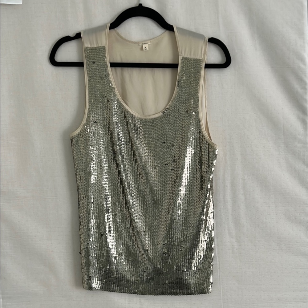 Silver Sequin Sleeveless Top